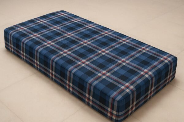 Premium Blue Checkered Fitted Mattress Cover – 100% Cotton | Soft, Durable & Stylish - Image 4