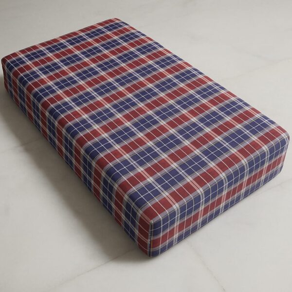 Premium Maroon & Black Checked Cotton MATRESS COVER - Image 4