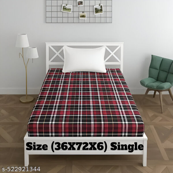 Red & Black Checkered Cotton Mattress Cover – Sizes 72x78, 72x48, 72x36 - Image 4