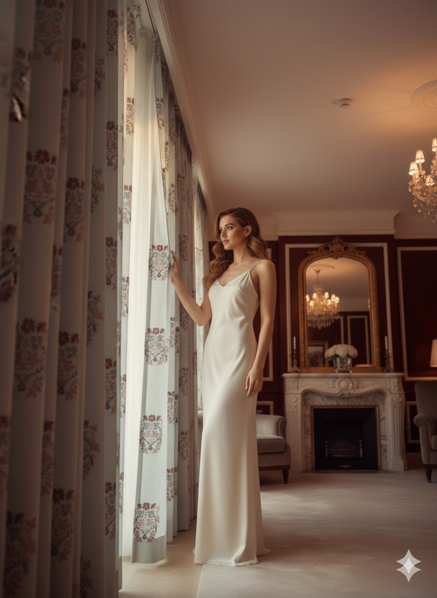 Deepmaala Textiles Presents: Elegant Floral Printed Cotton Curtains with Lace Detailing( PACK O F 1 PCS )