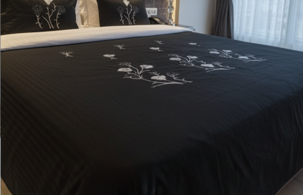 Premium Glace Cotton Chikankari Embroidered Double Bedsheet with 2 Pillow Covers – Deepmaala Textiles (90×100 inches) - Image 2