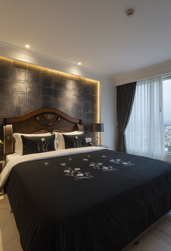 Premium Glace Cotton Chikankari Embroidered Double Bedsheet with 2 Pillow Covers – Deepmaala Textiles (90×100 inches) - Image 3