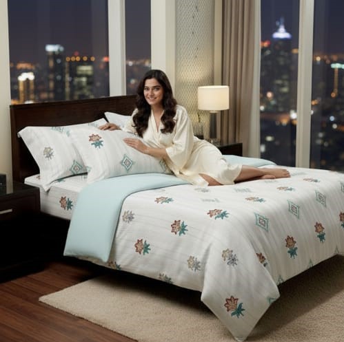 🛏️ Deepmaala Textiles Presents – Premium Pure Cotton Floral Printed Bedsheet Set ( 1 BEDSHEET , 2 PILLOW COVERS IN PAKAGE ) - Image 2