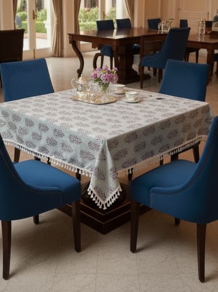 Deepmaala Textiles Presents: Pure Cotton Printed WHITE Table Cover – A Touch of Grace for Your Dining Table ( PACK OF 1 PCS ) - Image 3