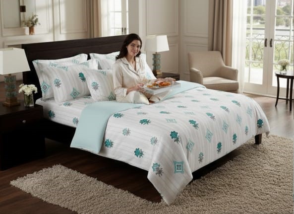 🛏️ Deepmaala Textiles Presents – Premium Pure Cotton Floral Printed Bedsheet Set ( 1 BEDSHEET , 2 PILLOW COVERS IN PAKAGE ) - Image 2