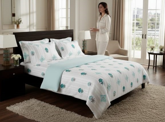 🛏️ Deepmaala Textiles Presents – Premium Pure Cotton Floral Printed Bedsheet Set ( 1 BEDSHEET , 2 PILLOW COVERS IN PAKAGE ) - Image 4