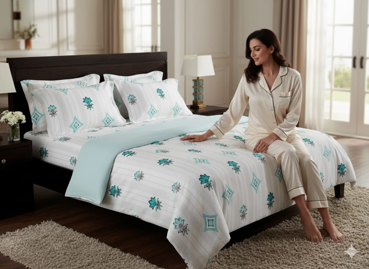 🛏️ Deepmaala Textiles Presents – Premium Pure Cotton Floral Printed Bedsheet Set ( 1 BEDSHEET , 2 PILLOW COVERS IN PAKAGE )