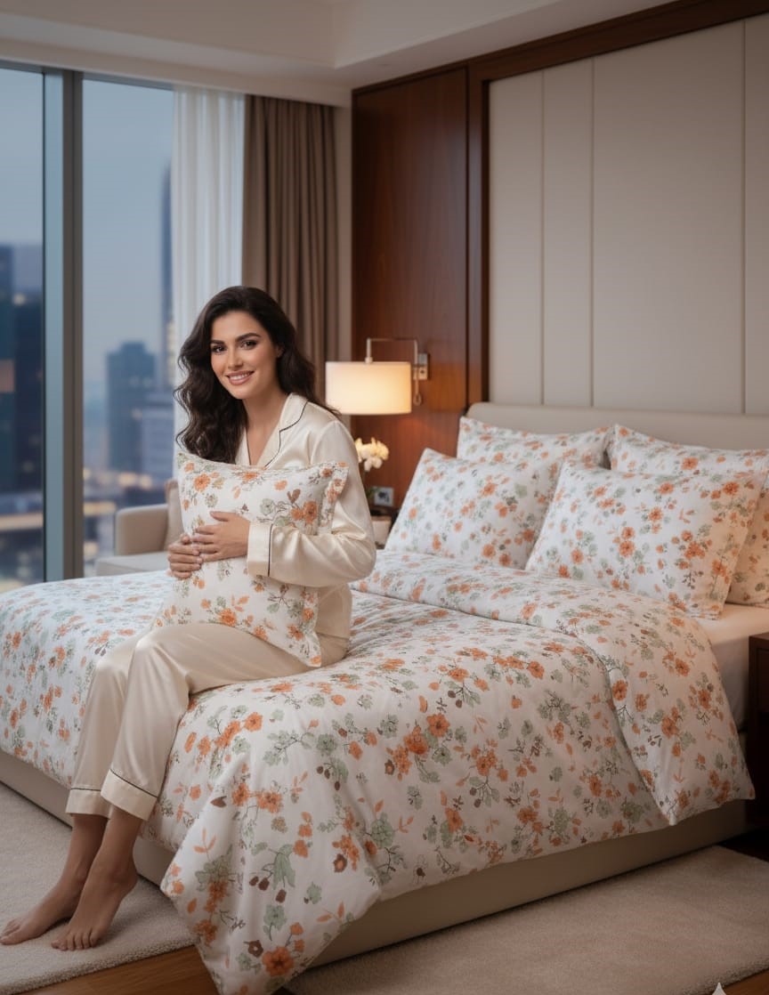 Deepmaala Textiles Presents – Floral Glace Cotton double size Bedsheet Set (1 BEDSHEET ,2 PILLOW COVER )