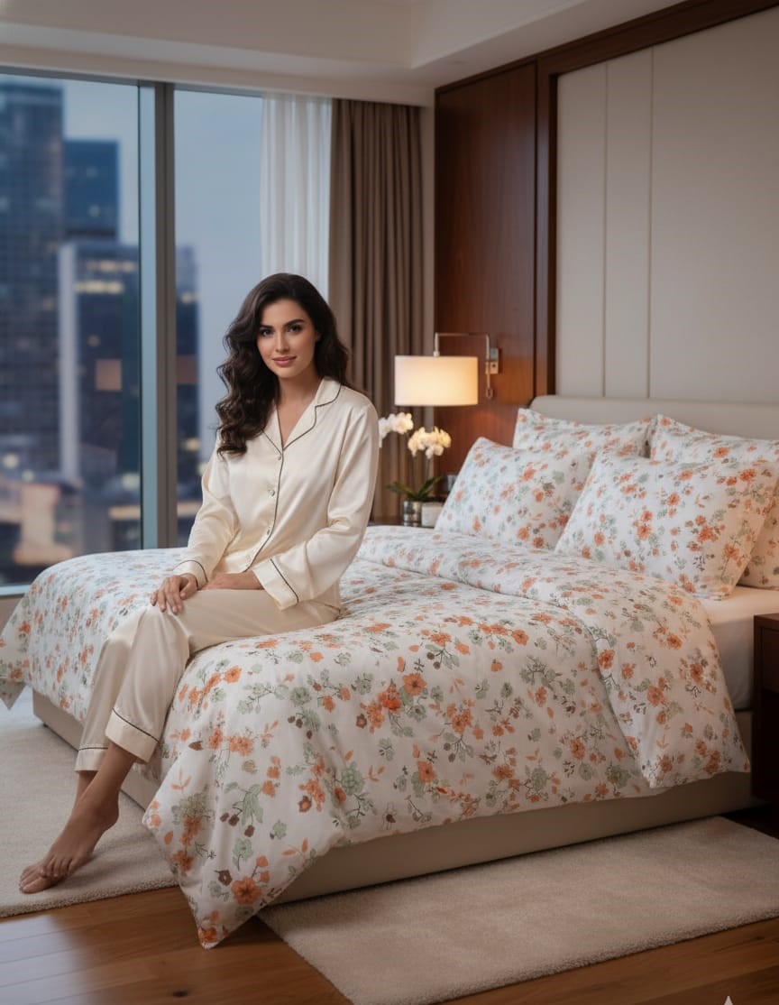 Deepmaala Textiles Presents – Floral Glace Cotton double size Bedsheet Set (1 BEDSHEET ,2 PILLOW COVER ) - Image 4