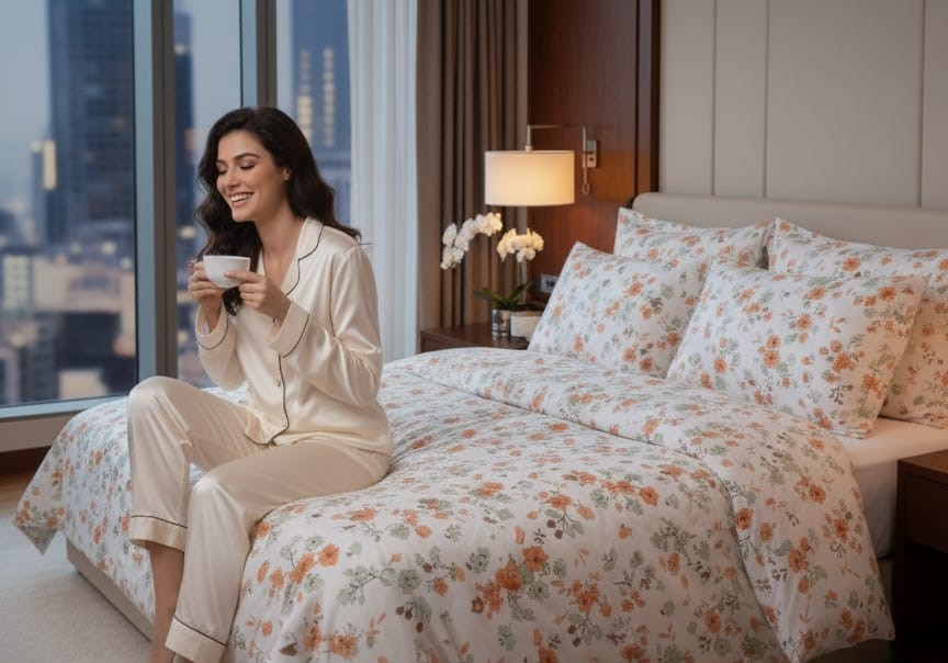 Deepmaala Textiles Presents – Floral Glace Cotton double size Bedsheet Set (1 BEDSHEET ,2 PILLOW COVER ) - Image 2