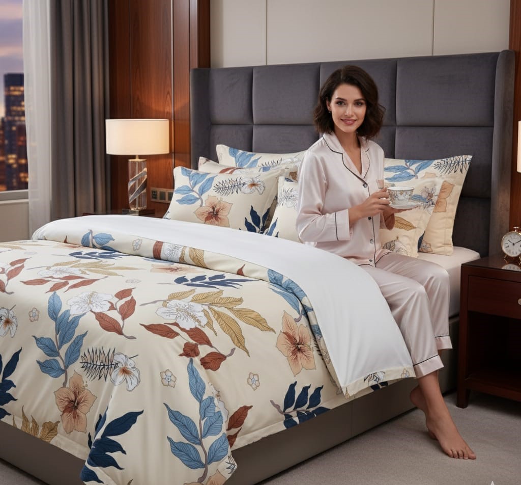 Deepmaala Textiles Presents – Floral Glace Cotton double size Bedsheet Set (1 BEDSHEET ,2 PILLOW COVER )