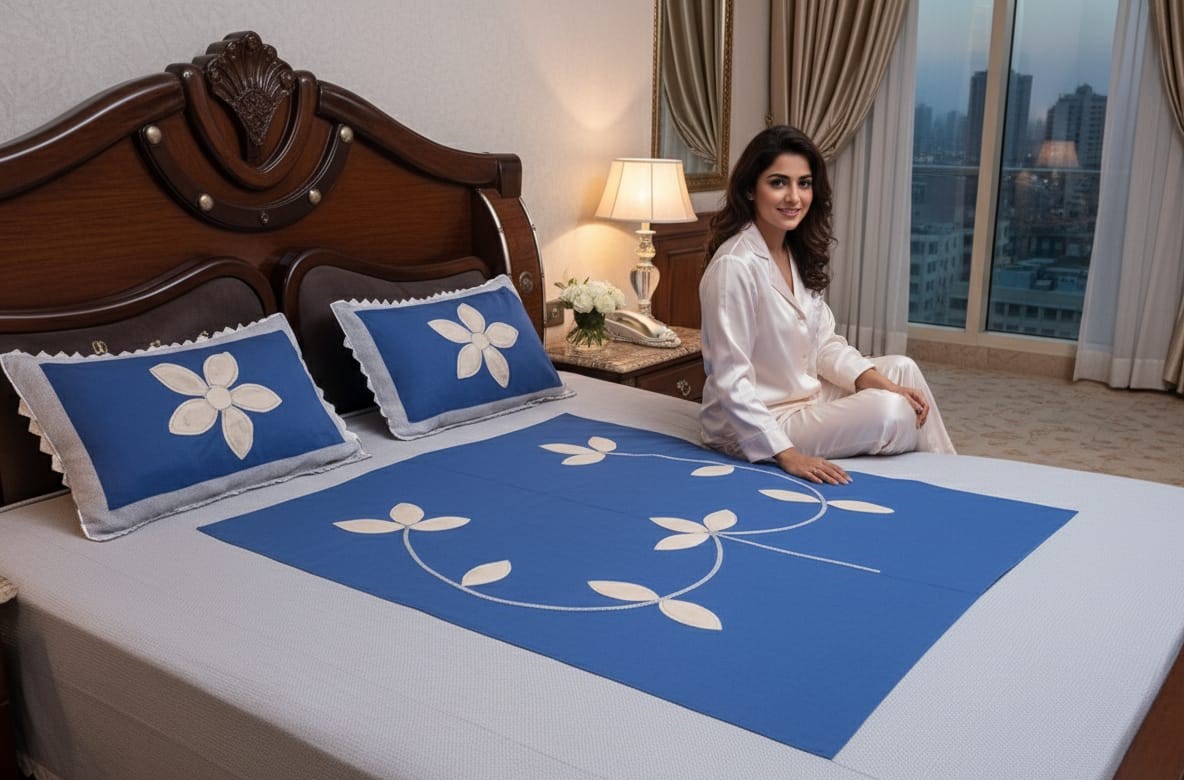 DEEPMAALA TEXTILES PRESENT PURE COTTON PATCHES Floral Double Bedsheet Set TO DECOR HOMES ( 1BEDSHEET , 2 PILLOW COVERS IN PAKAGE ) - Image 4