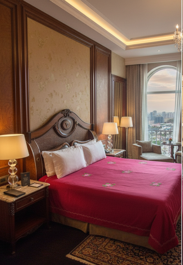 Luxury MAROON Glace Cotton Embroidered Double Bedsheet | Royal Floral Collection by Deepmaala Textiles - Image 3