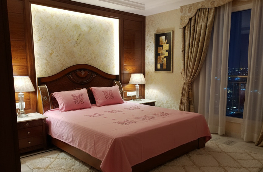 Premium Glace Cotton Chikankari Embroidered Double Bedsheet with 2 Pillow Covers – Deepmaala Textiles (90×100 inches) - Image 2