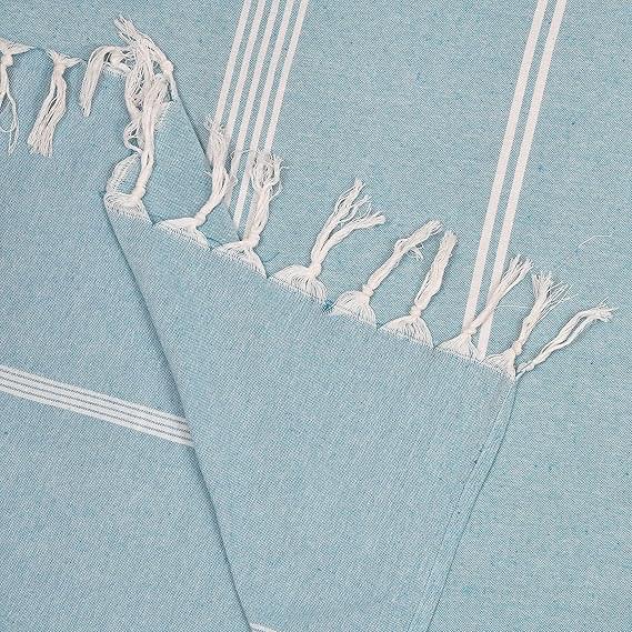 Elegant Sky Blue Striped Cotton Bedsheet Set(pack of 1 bedsheet 2 pillow cover DOUBLE BED) - Image 3