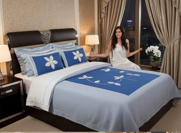 DEEPMAALA TEXTILES PRESENT PURE COTTON PATCHES Floral Double Bedsheet Set TO DECOR HOMES ( 1BEDSHEET , 2 PILLOW COVERS IN PAKAGE )